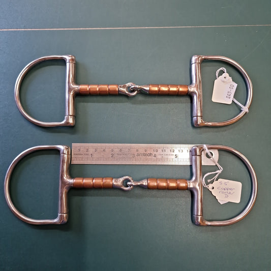 5.5" Abbey D-Ring Copper roller jointed snaffle bit B482