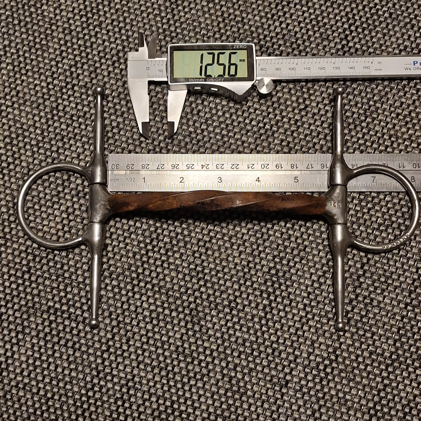 5.75" Bombers Twisted sweet iron Full Cheek Mullen snaffle Bit B914