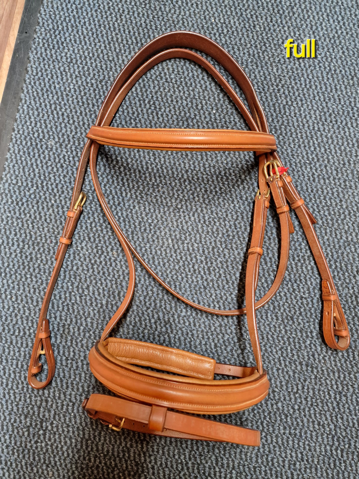 Full tan English leather flash bridle