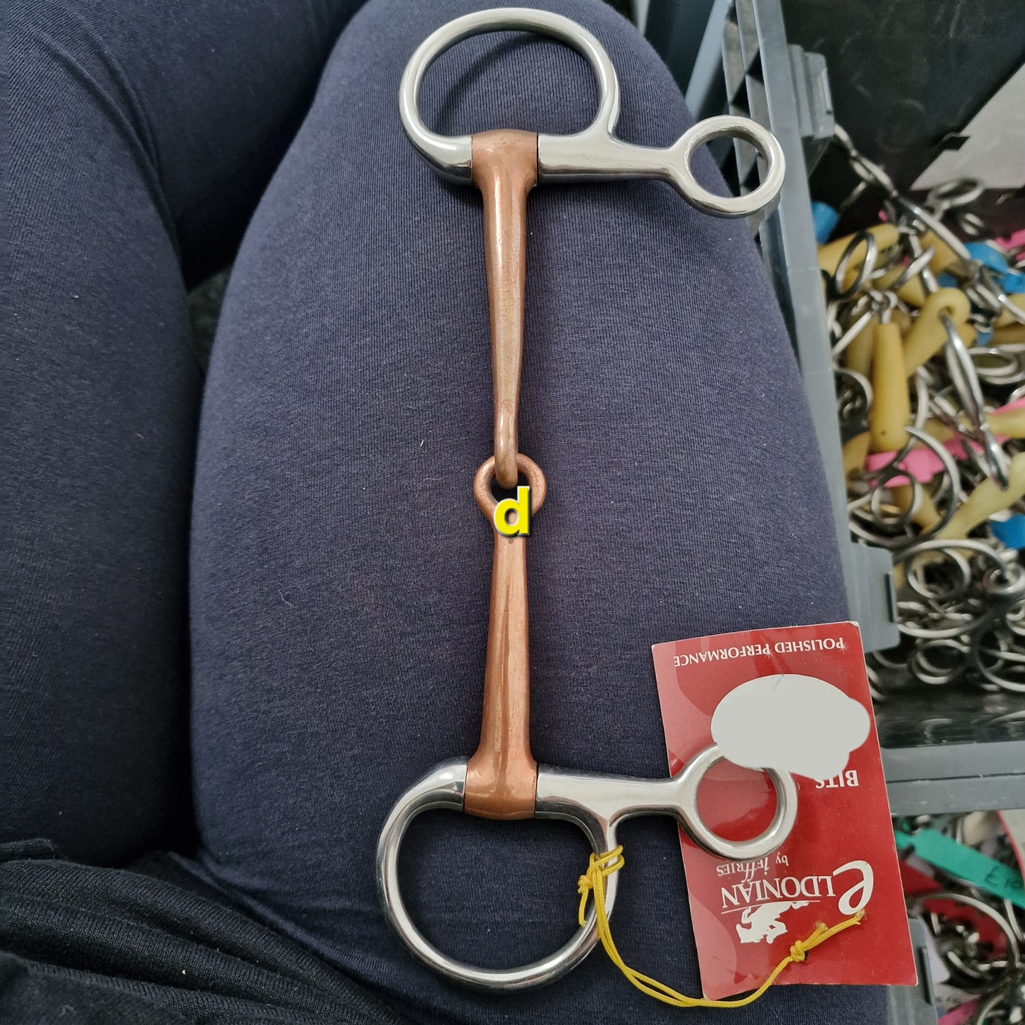 6" copper hanging cheek jointed snaffle bit B803