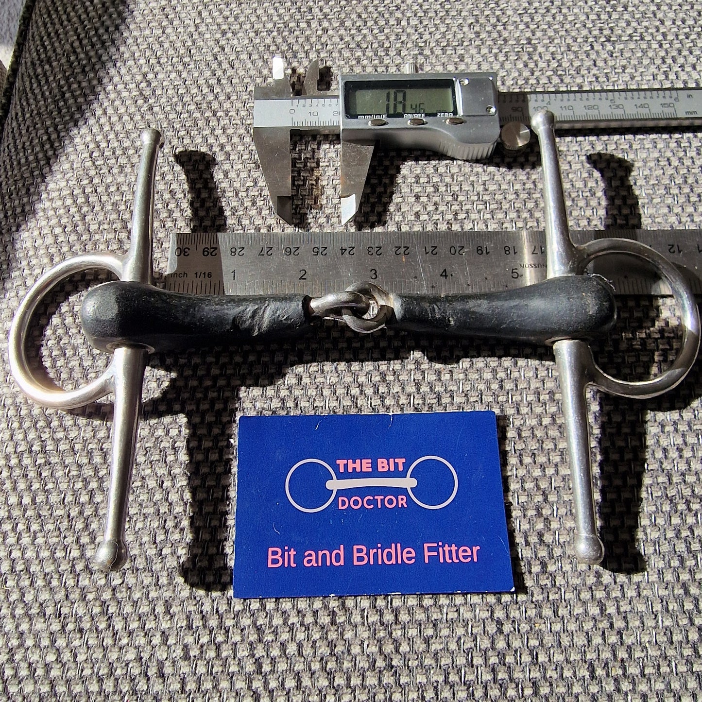 5.25" Abbey vulcanite jointed full cheek snaffle bit B873
