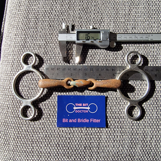 5" sweet iron copper lozenge 2-ring universal gag bit B654