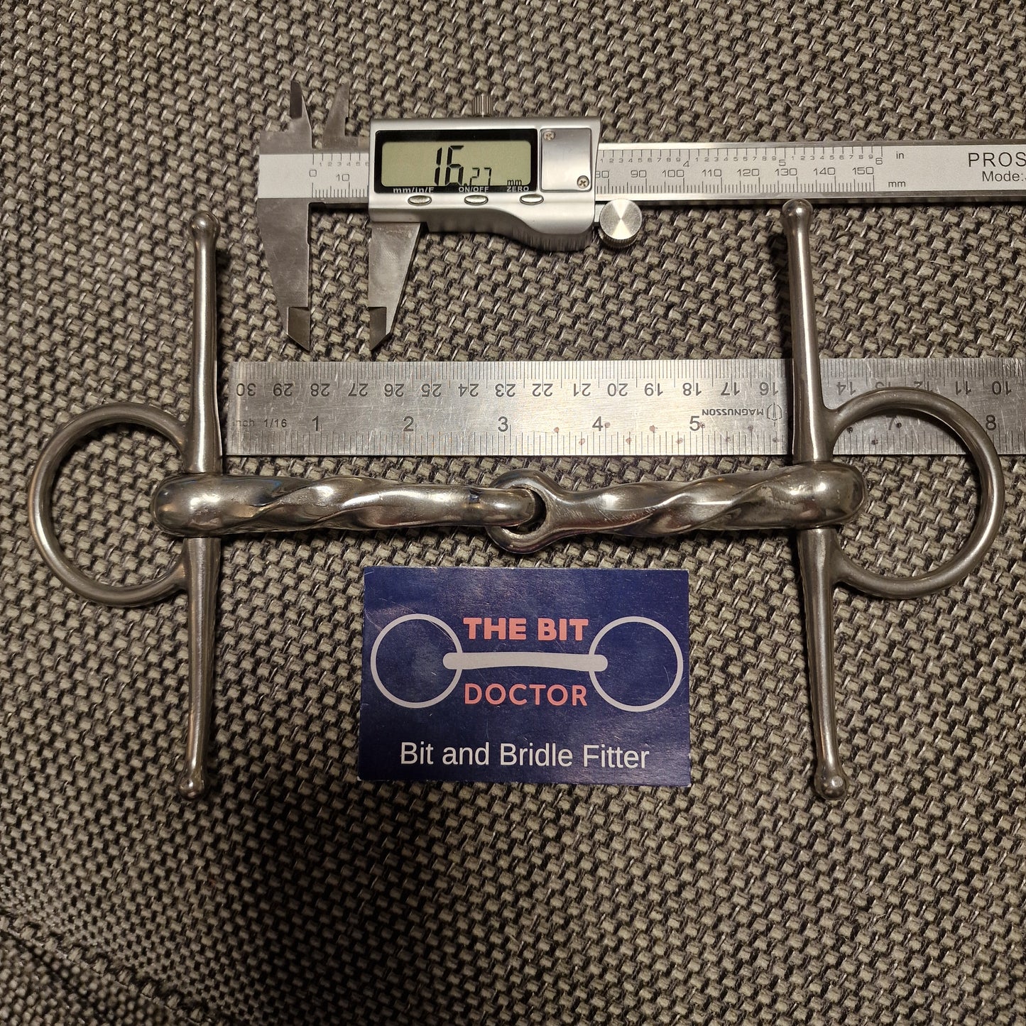 5.75" Abbey custom slow twisted full cheek snaffle bit B99
