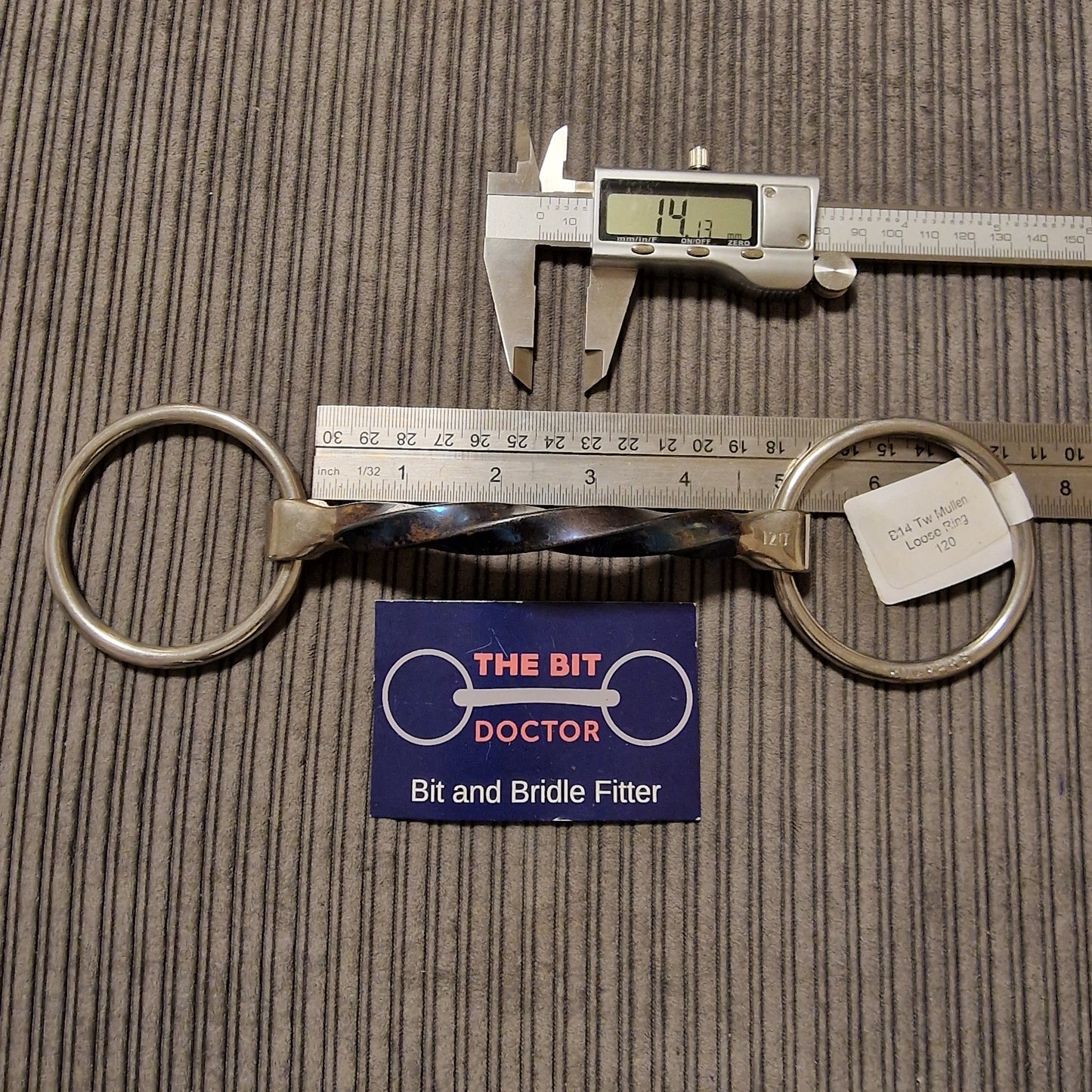4.75" 120mm bombers twisted mullen loose ring snaffle bit B1048