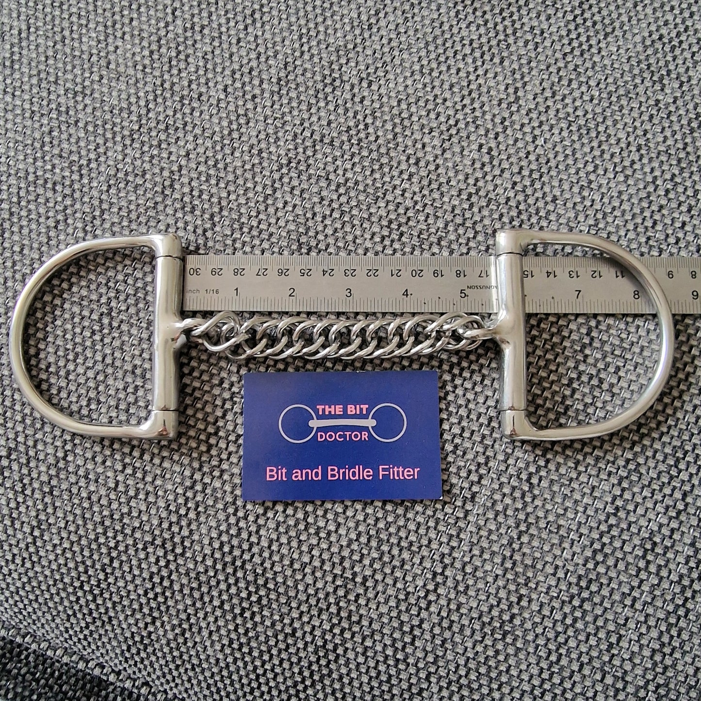 5.5" Abbey custom curb chain d-ring snaffle bit B834