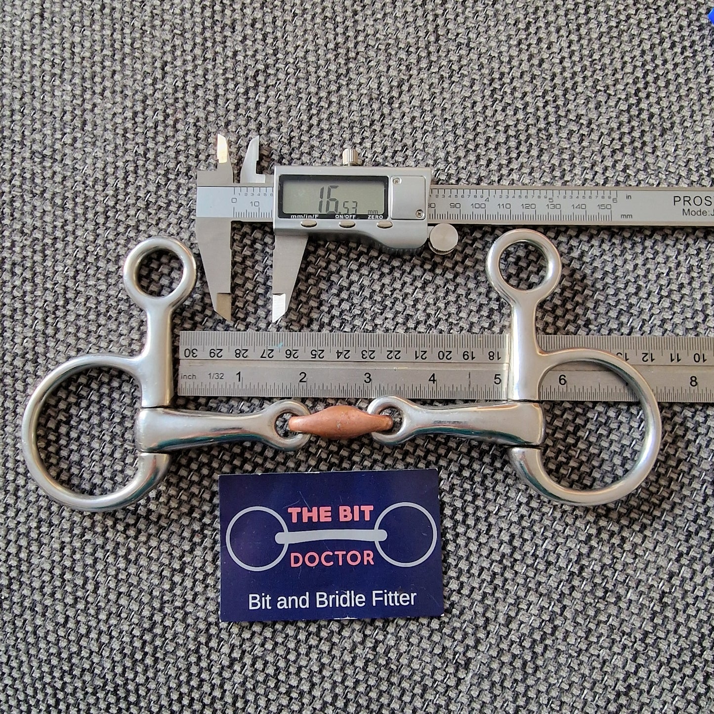 5" hanging cheek copper lozenge Snaffle bit B44