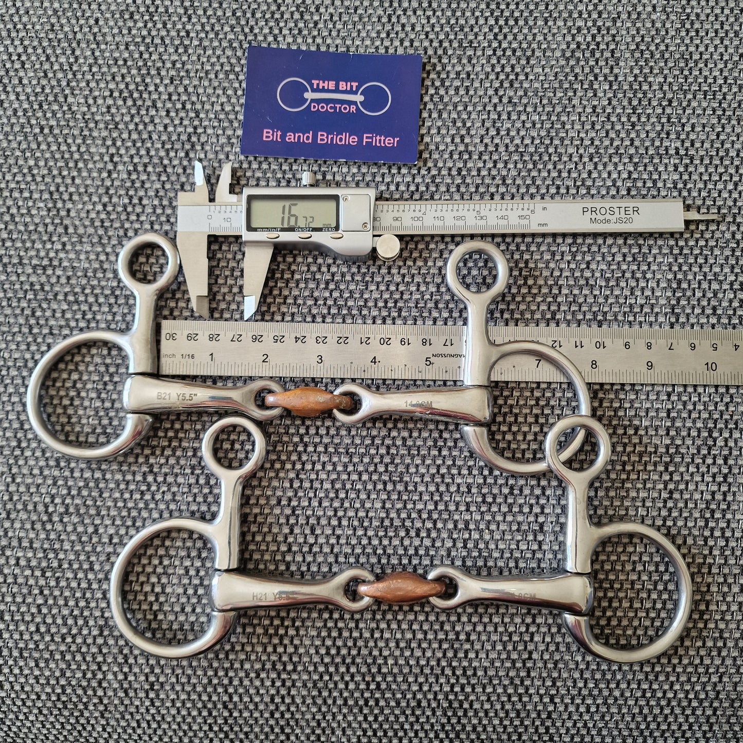 5.5" copper lozenge hanging cheek snaffle Bit B1581