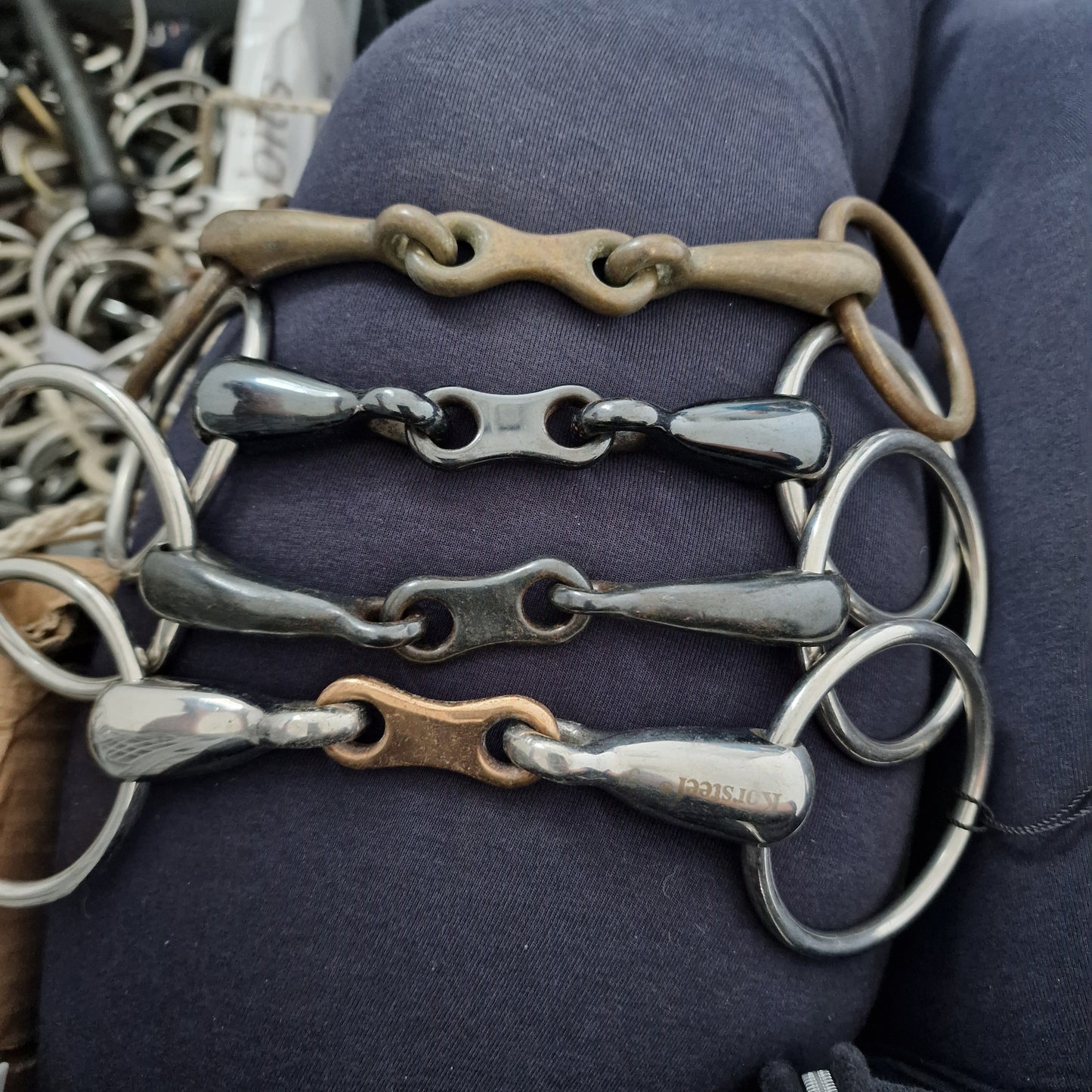5" copper steel french link loose ring snaffle bit B360