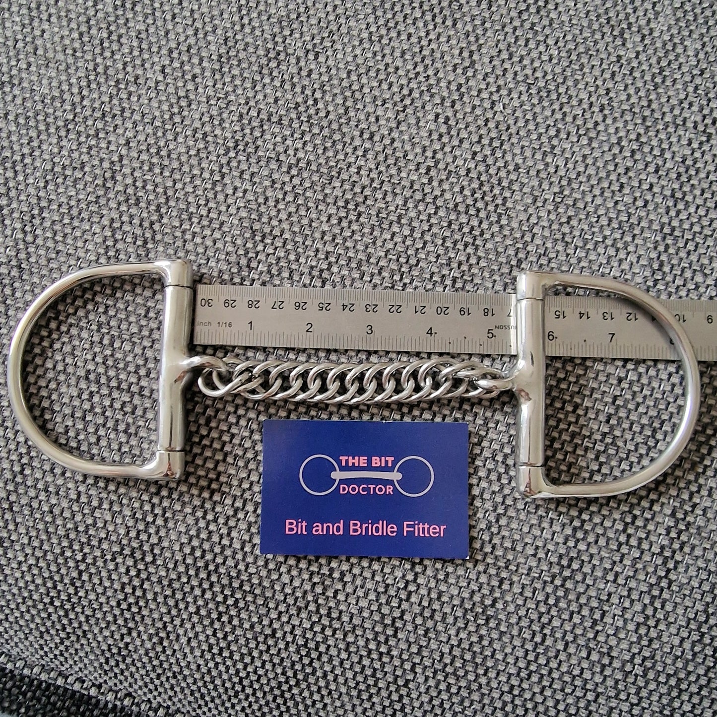5.25" Abbey custom curb chain d-ring snaffle bit B717