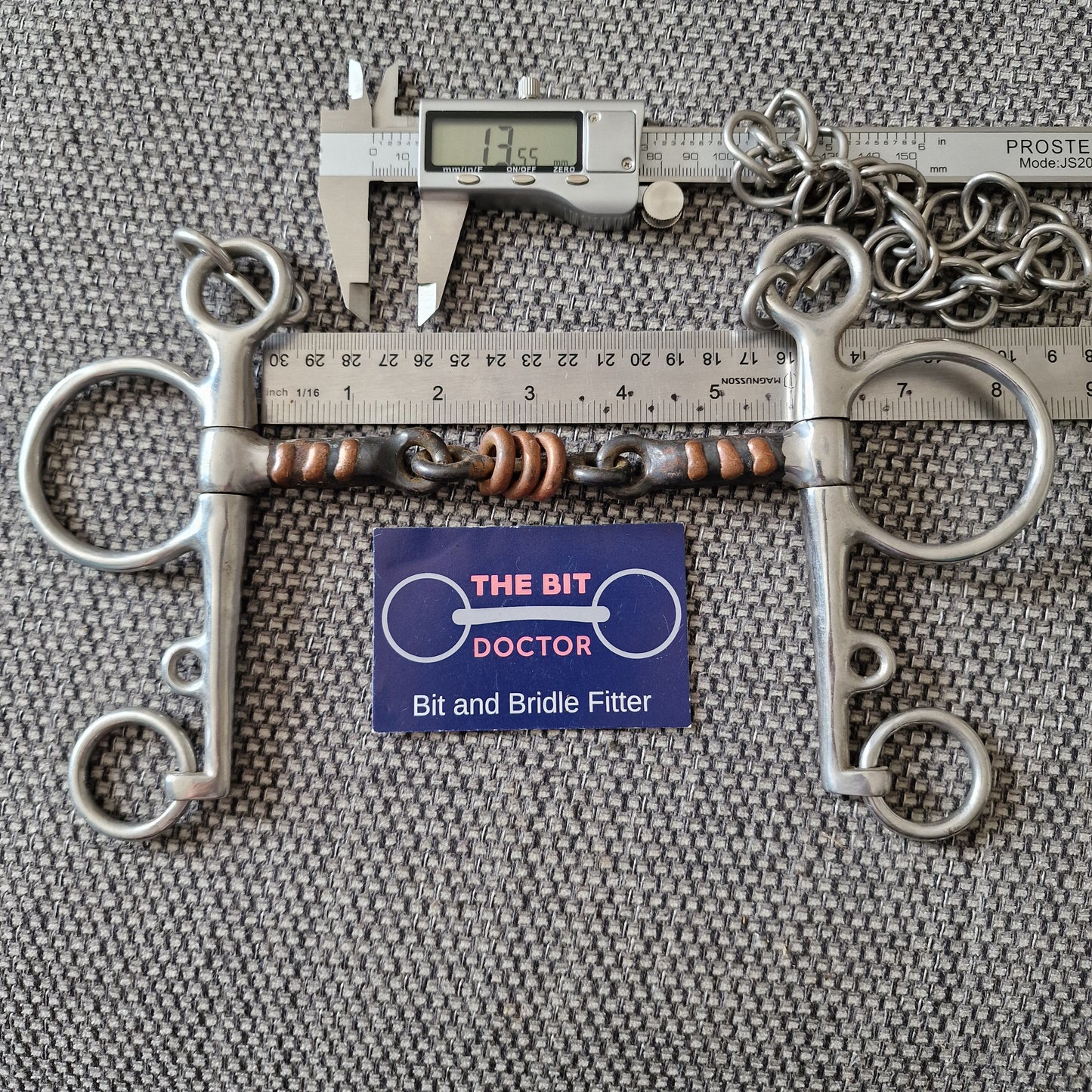5.75" tom thumb sweet iron copper roller scrob pelham bit B357