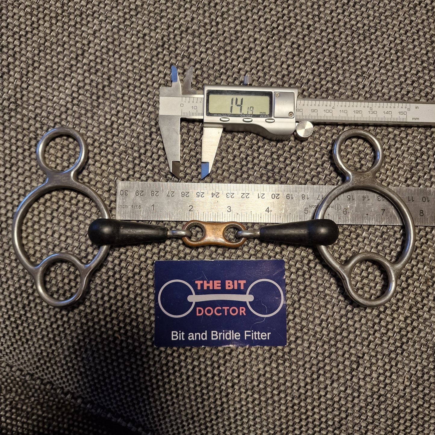 5" premier equine rubber copper french link 2.5 ring universal gag Bit B1309