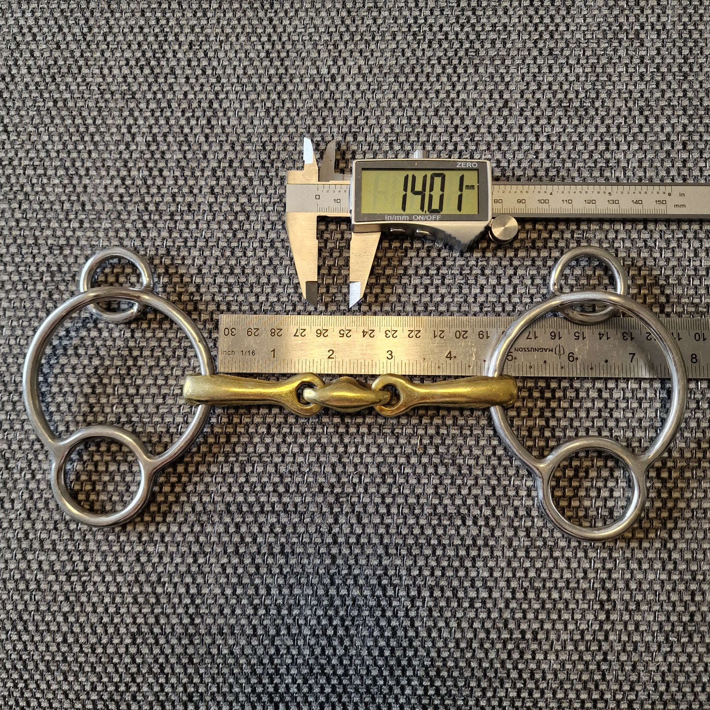 4.5" copper lozenge 2.5 ring universal gag Bit B1179