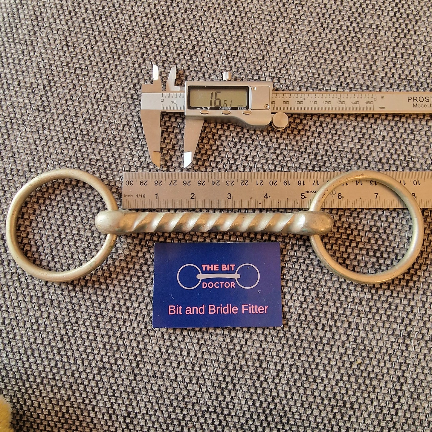 5" nickel vintage ribbed and flat sided loose ring snaffle Bit B1491