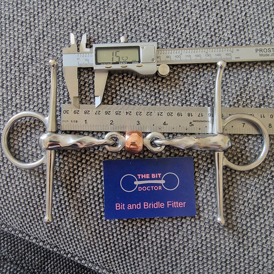 5.5" custom made twisted full cheek copper roller snaffle Bit B1297