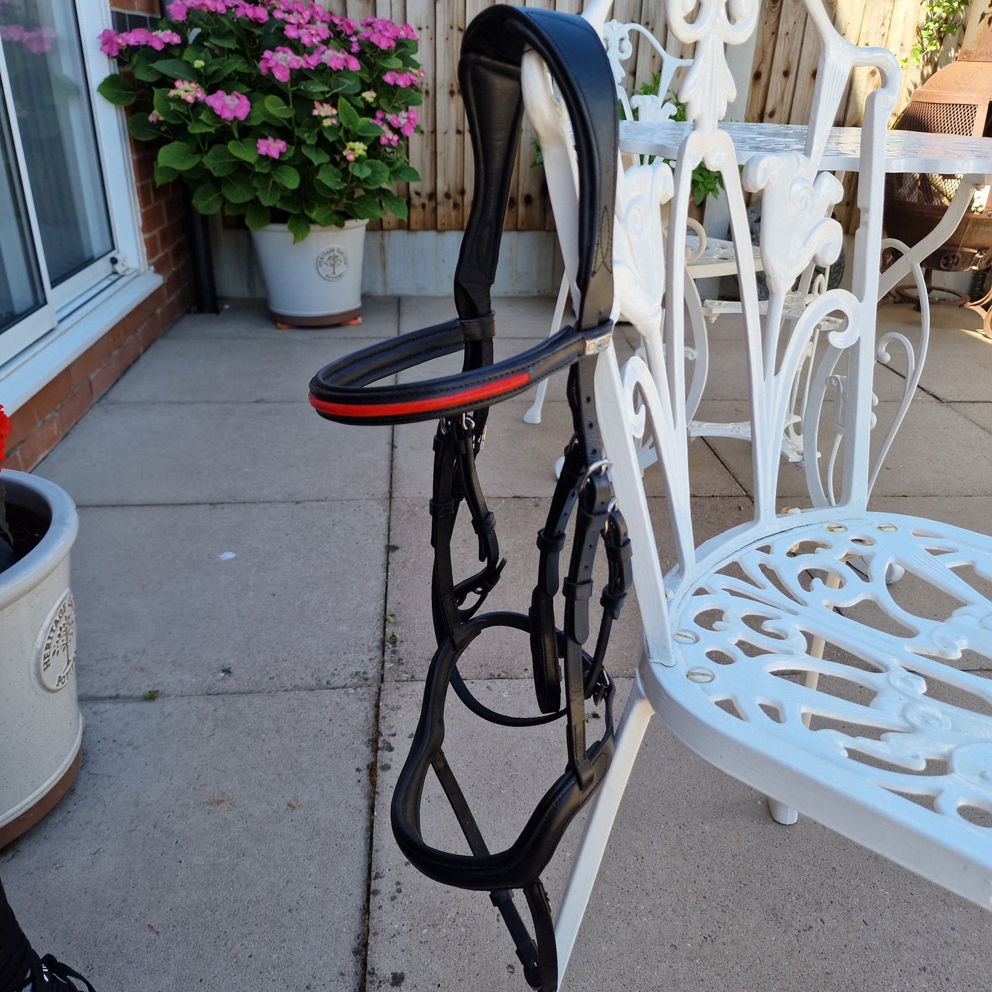 Full black Shires Velociti Rapida padded anatomical flash bridle A31