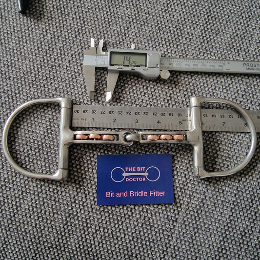 5.25" custom curved magennis d-ring snaffle Bit B1374