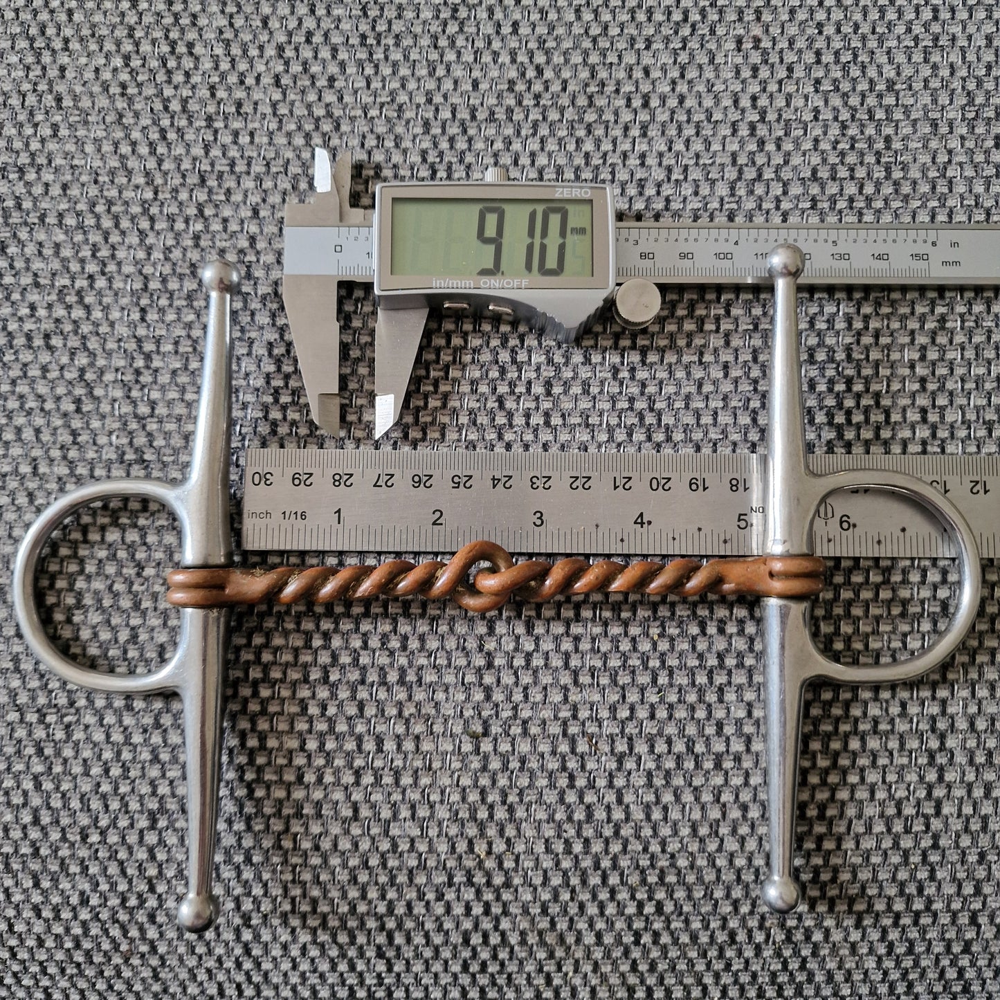 5" copper twisted wire full cheek Snaffle bit B423