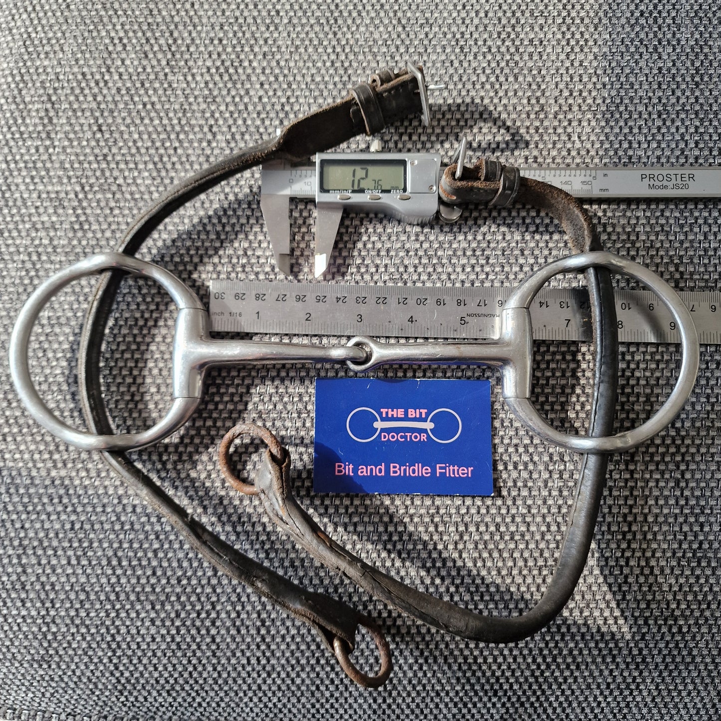 5.5" cheltenham Gag Jointed bit with leather cheeks B49