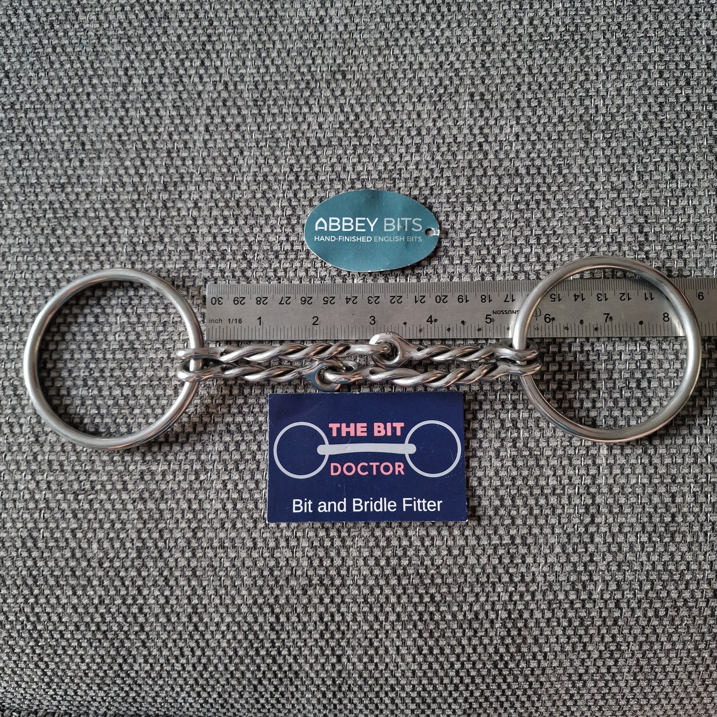 5.25" new abbey custom twisted wire w-mouth loose ring snaffle Bit B1354