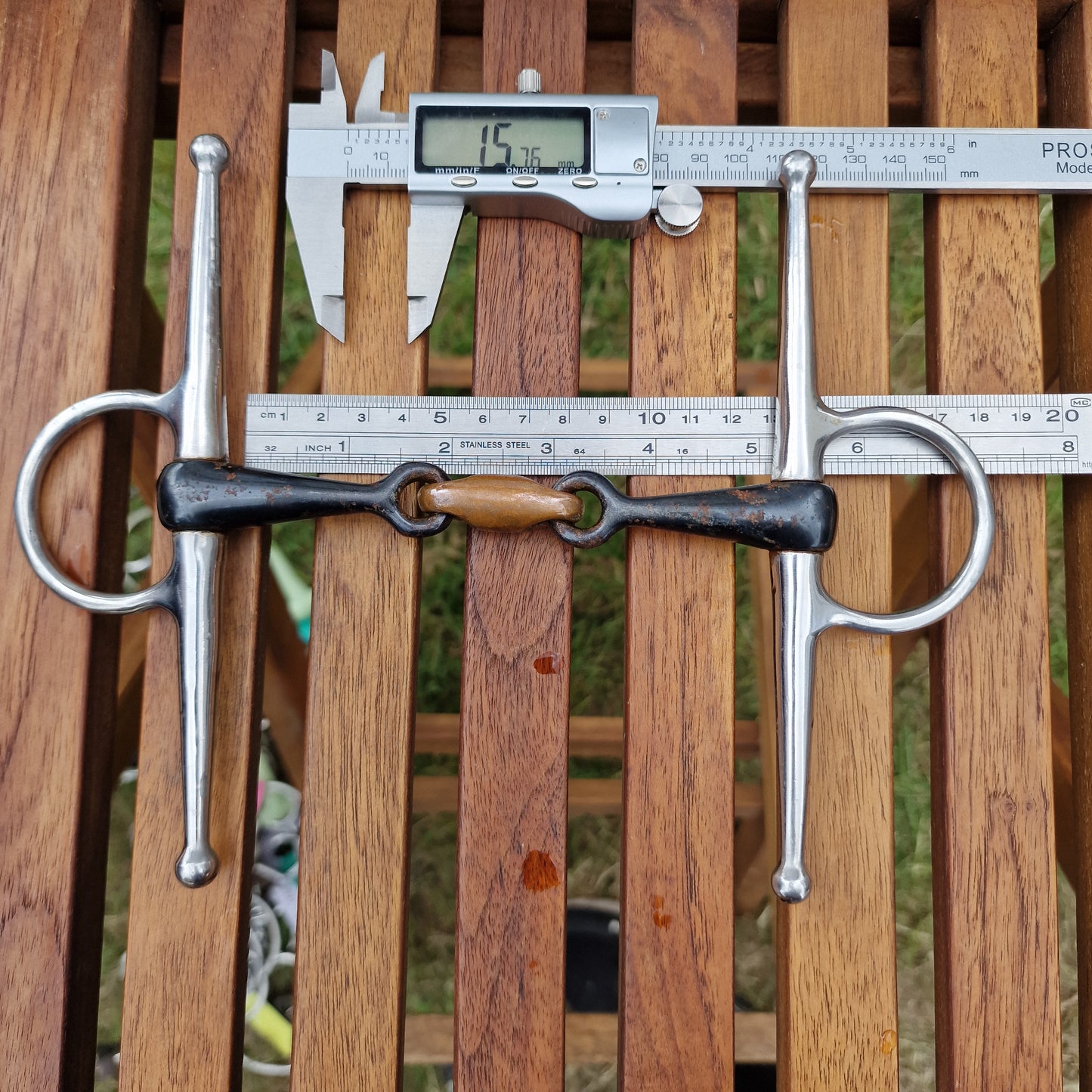5" sweet iron copper lozenge full cheek snaffle bit B324