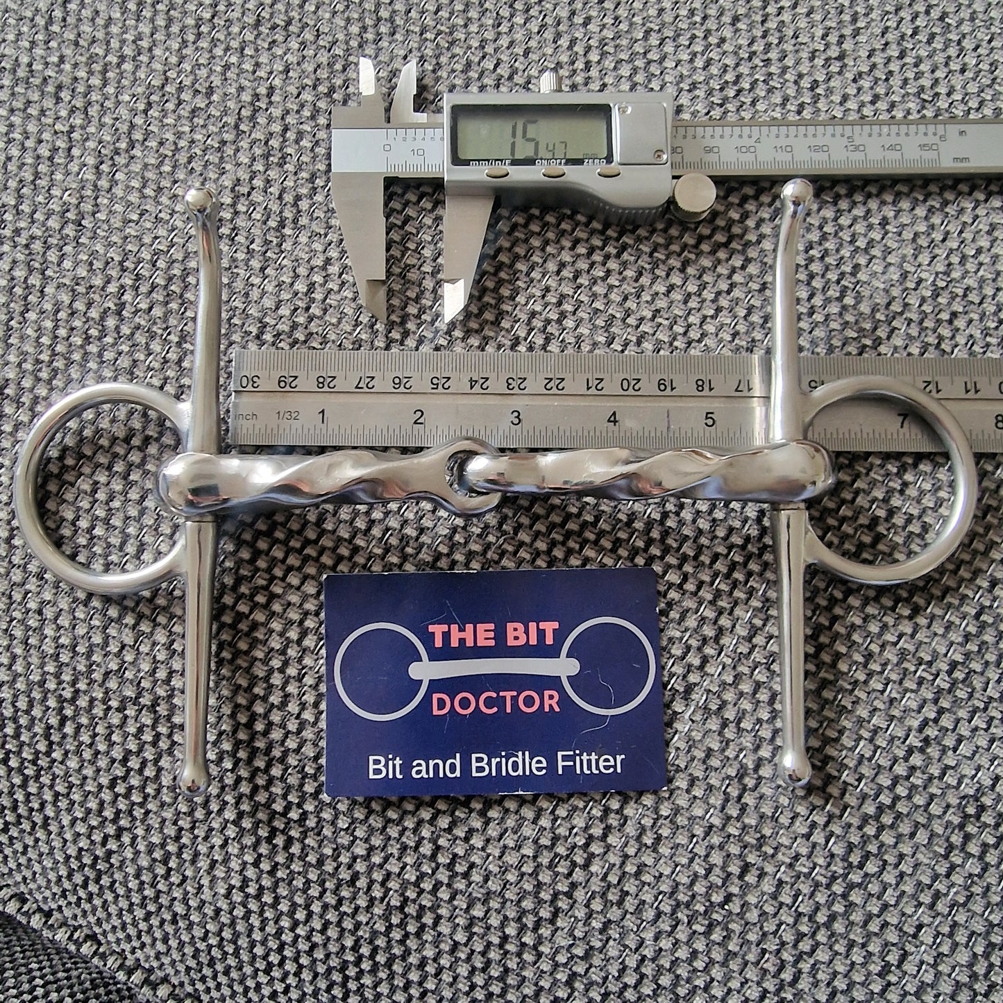 5.5" custom made slow twisted full cheek snaffle bit B606