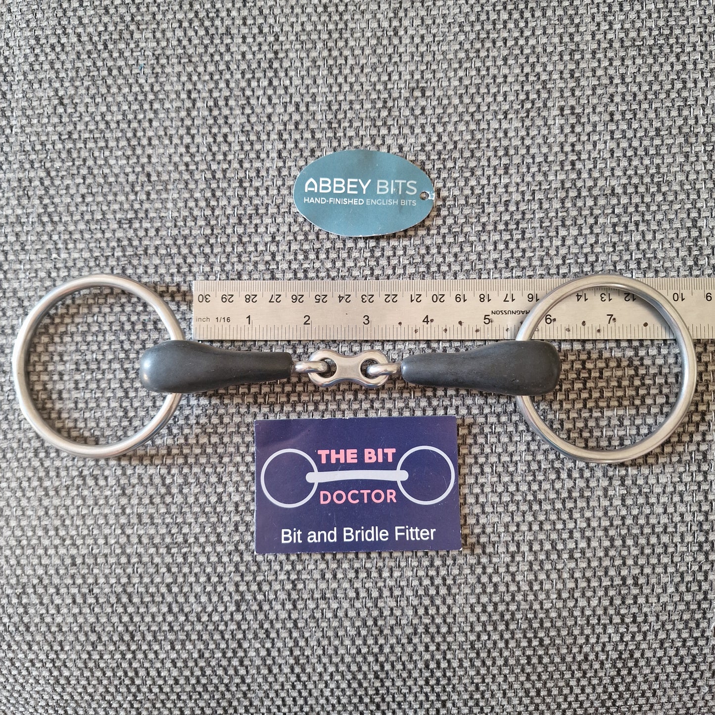 5.25" new abbey custom vulcanite french link loose ring snaffle Bit B1390