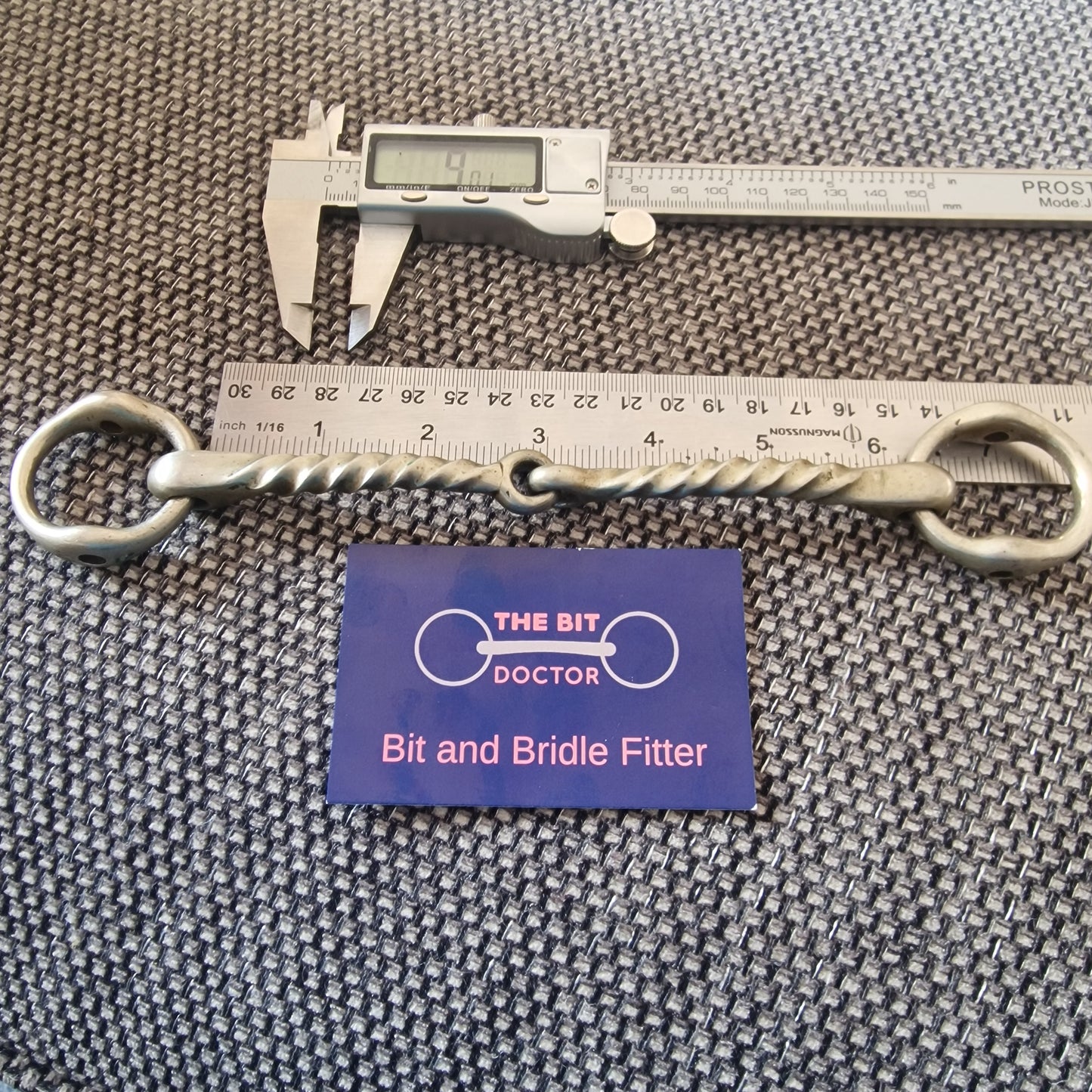 6" nickel twisted over-check / bradoon gag Bit B996