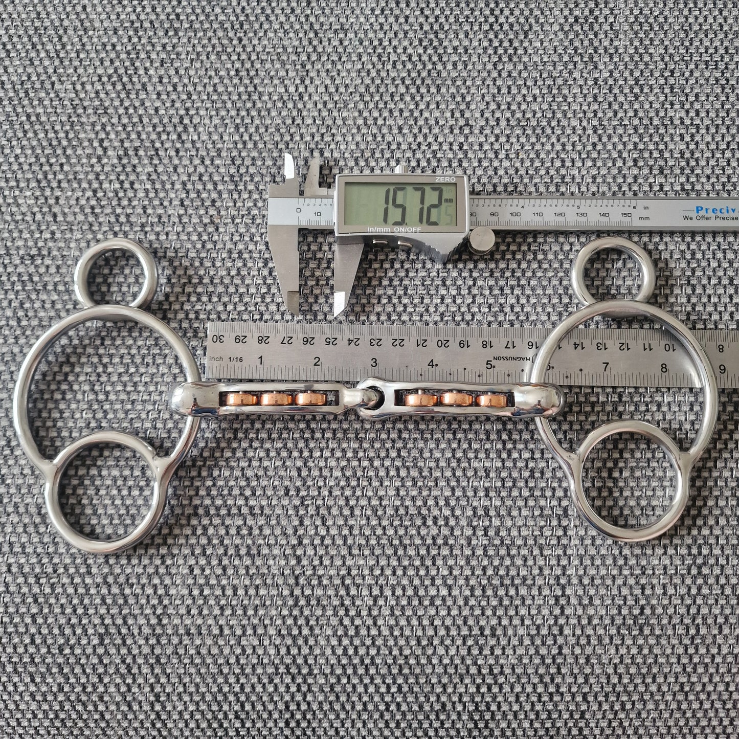 5.5" TBD Custom magennis copper roller 2.5 ring universal gag bit B1252