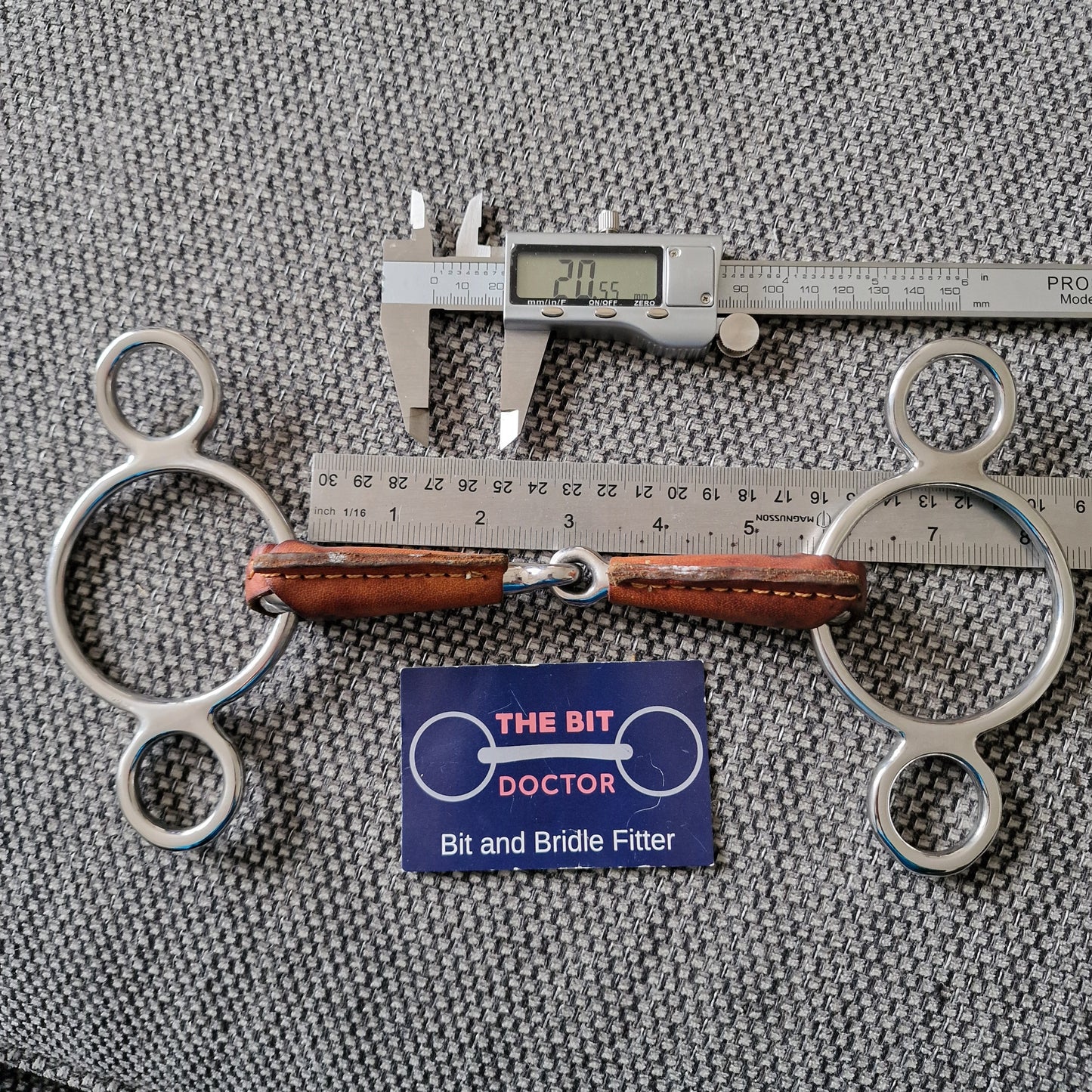 5.5" new Metalab leather covered universal gag bit B50
