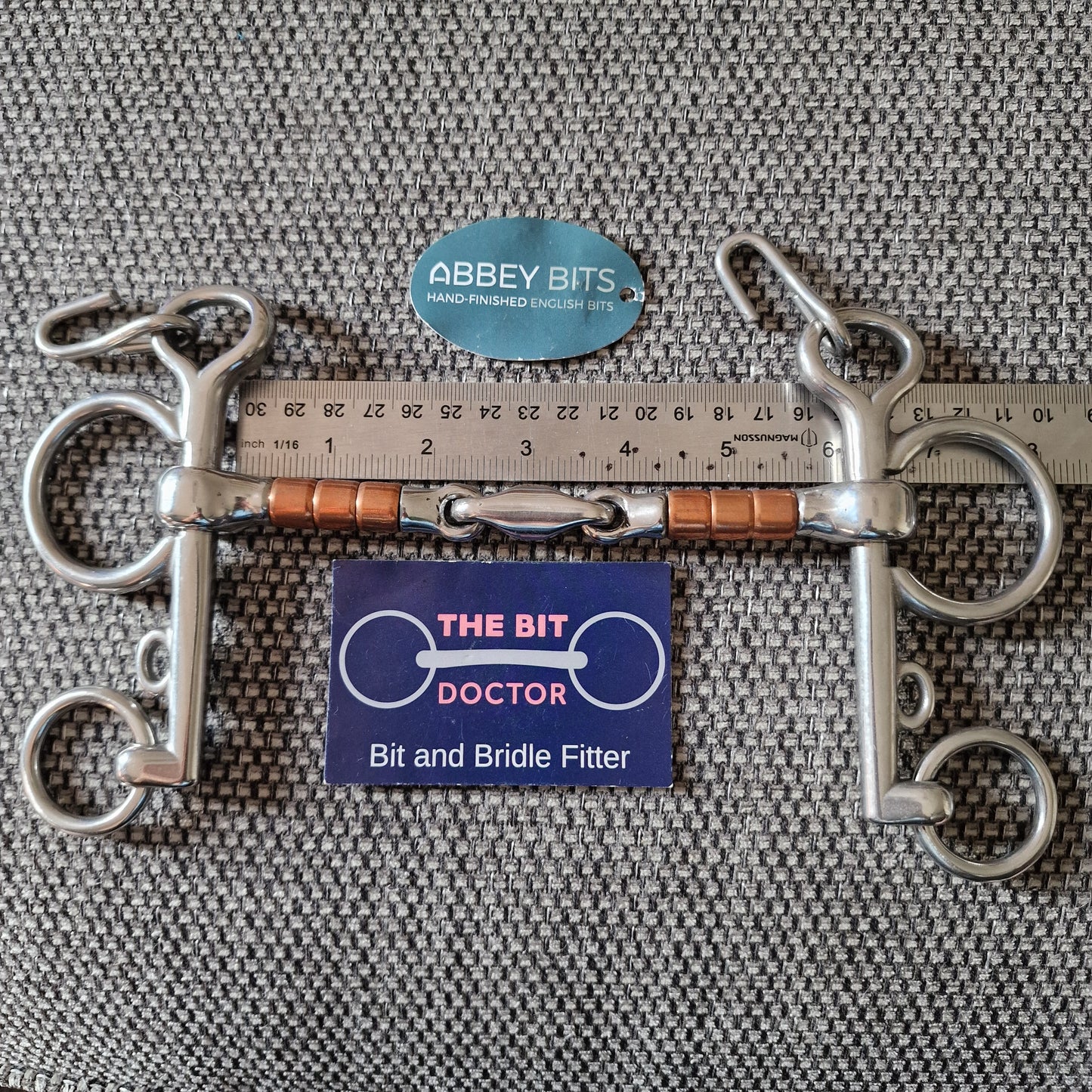 6" new abbey custom copper roller lozenge pelham bit B844