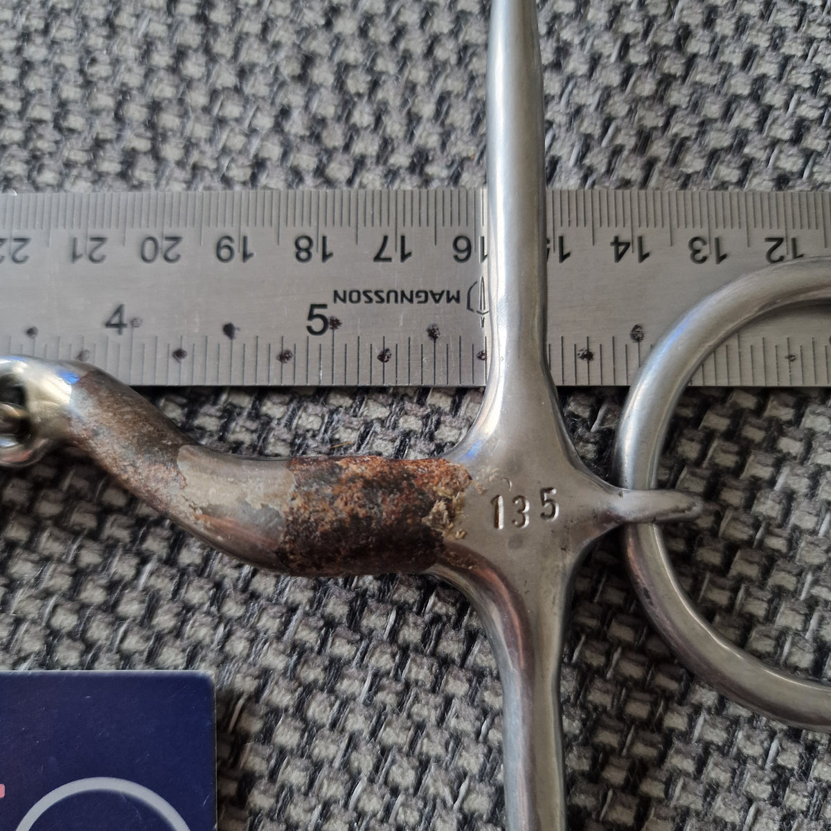5.75" (stamped 135mm more like 145mm) Bombers mchardy roller fulmer snaffle bit B651