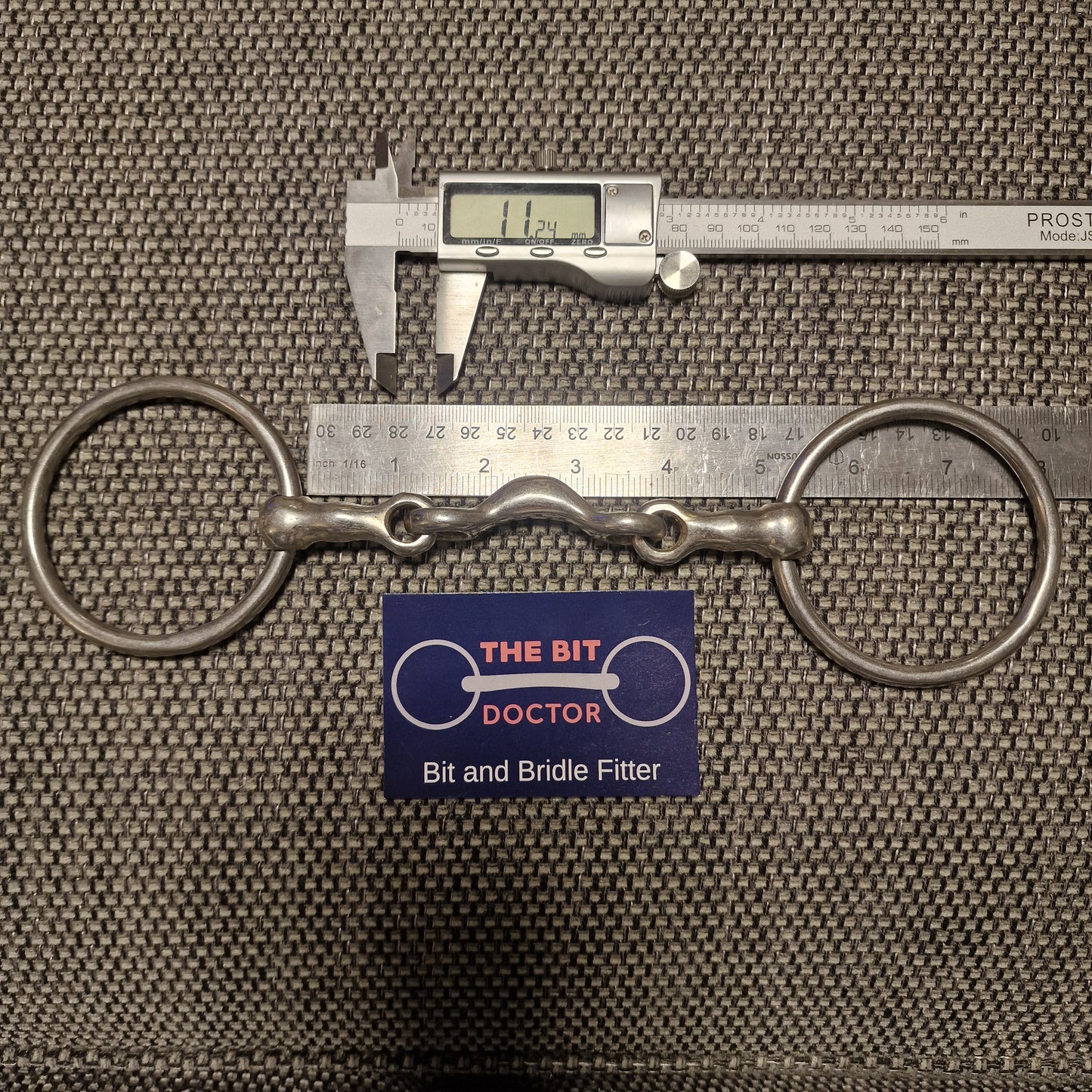 5" loose ring half moon link ported snaffle Bit B1536