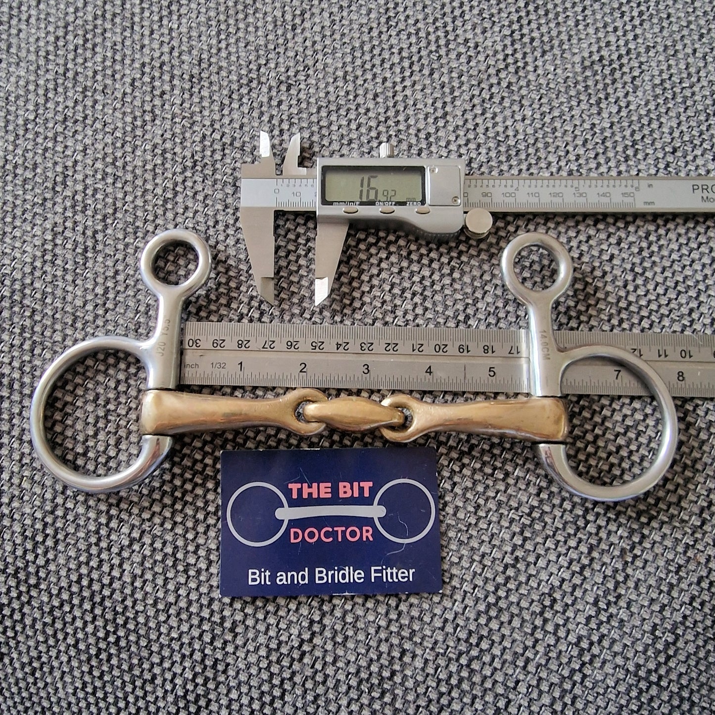 5.5" copper lozenge hanging cheek snaffle bit B1244