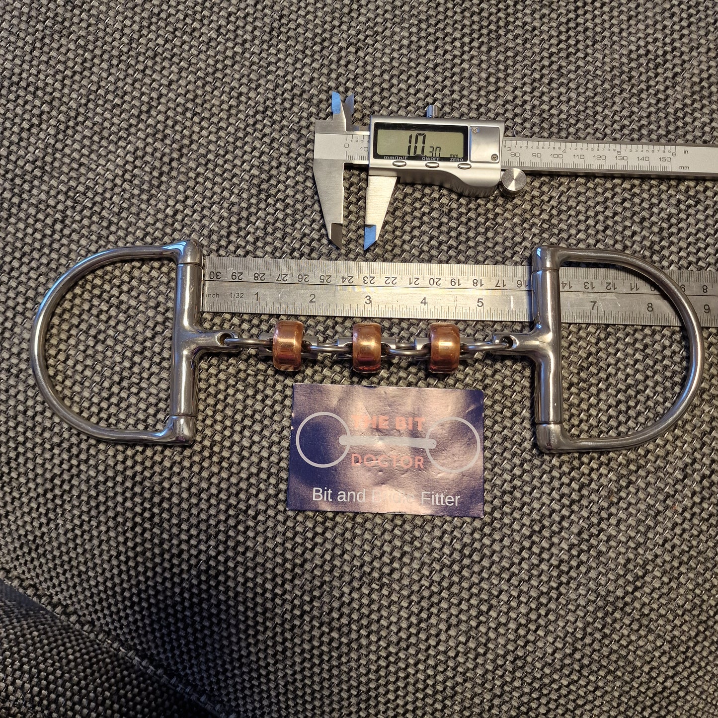 5.75" Custom D-Ring Copper roller waterford snaffle bit B482