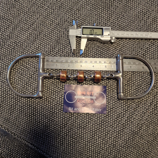 5.75" Custom D-Ring Copper roller waterford snaffle bit B482