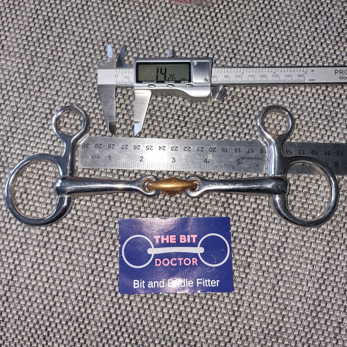 5.75" copper lozenge hanging cheek snaffle Bit B993