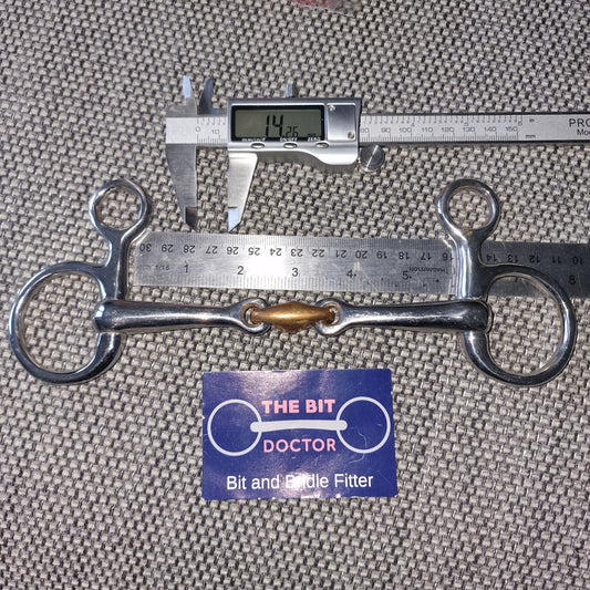 5.75" copper lozenge hanging cheek snaffle Bit B993