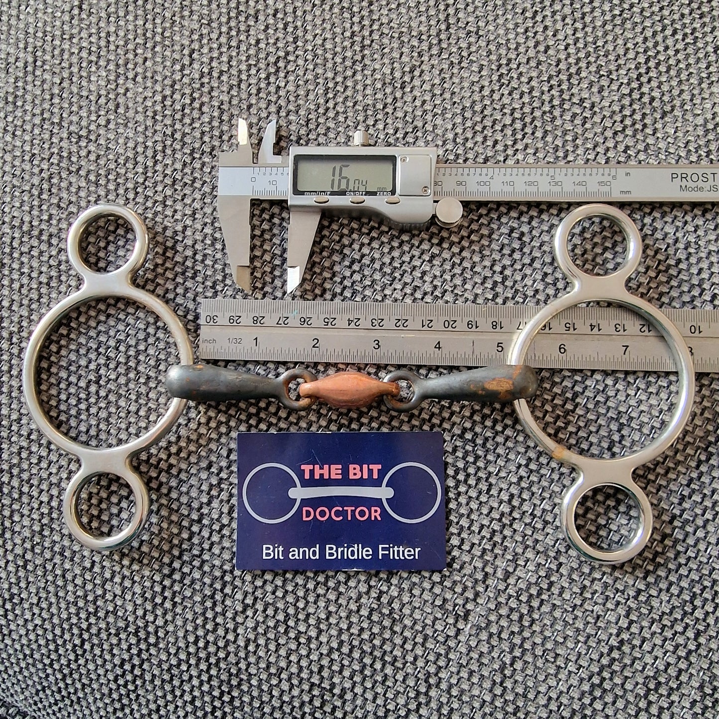 5" sweet iron copper lozenge 2-ring universal gag bit B145
