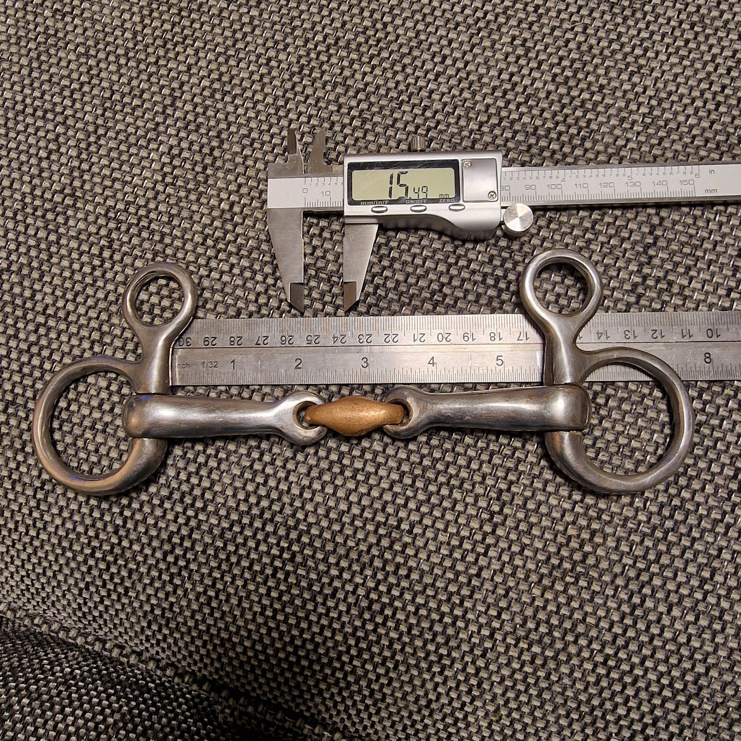 5.5" hanging cheek copper lozenge snaffle Bit B990