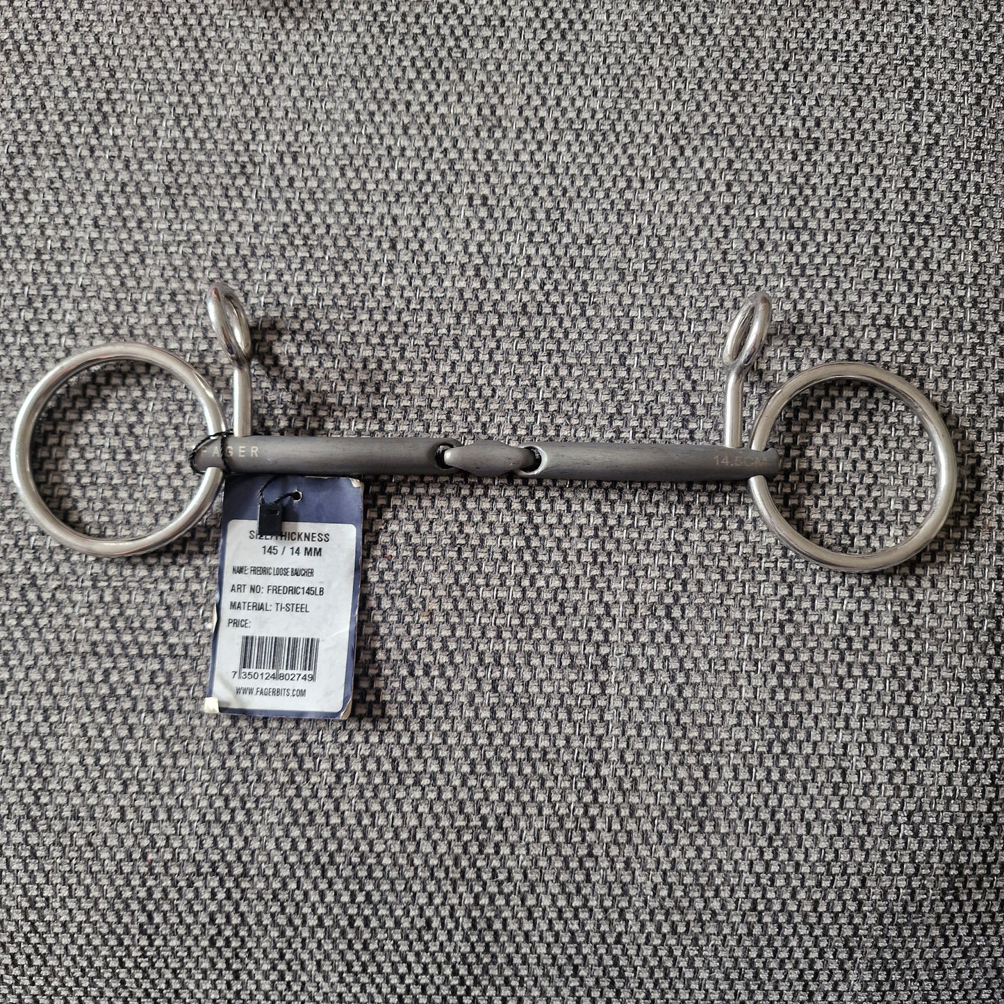 5.75" 145mm Fager Frederick Loose Hanging cheek Baucher Snaffle Bit B1632