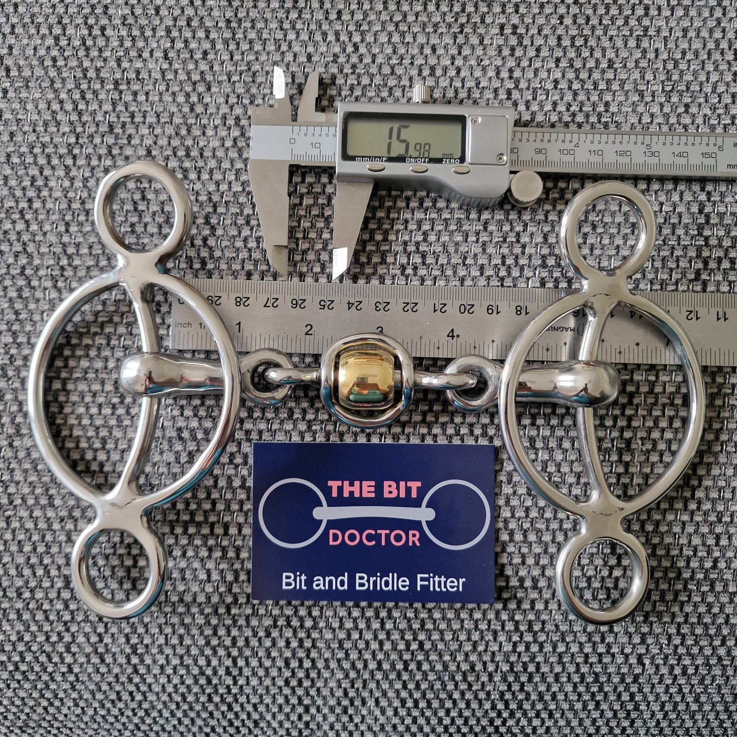 5.5" Abbey Hartford link copper roller spinner sliding 2-ring universal gag bit B1139