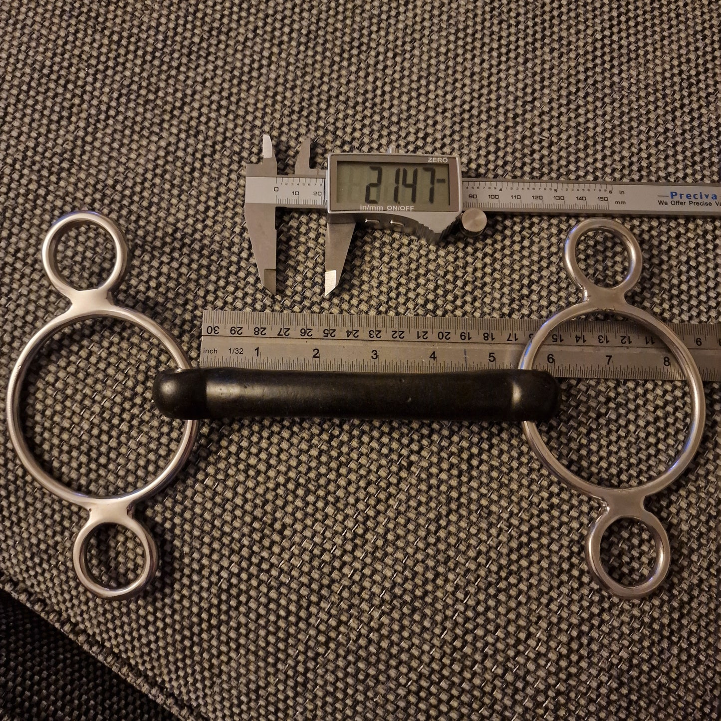 5.25" Custom vulcanite mullen 2-ring universal gag bit B182