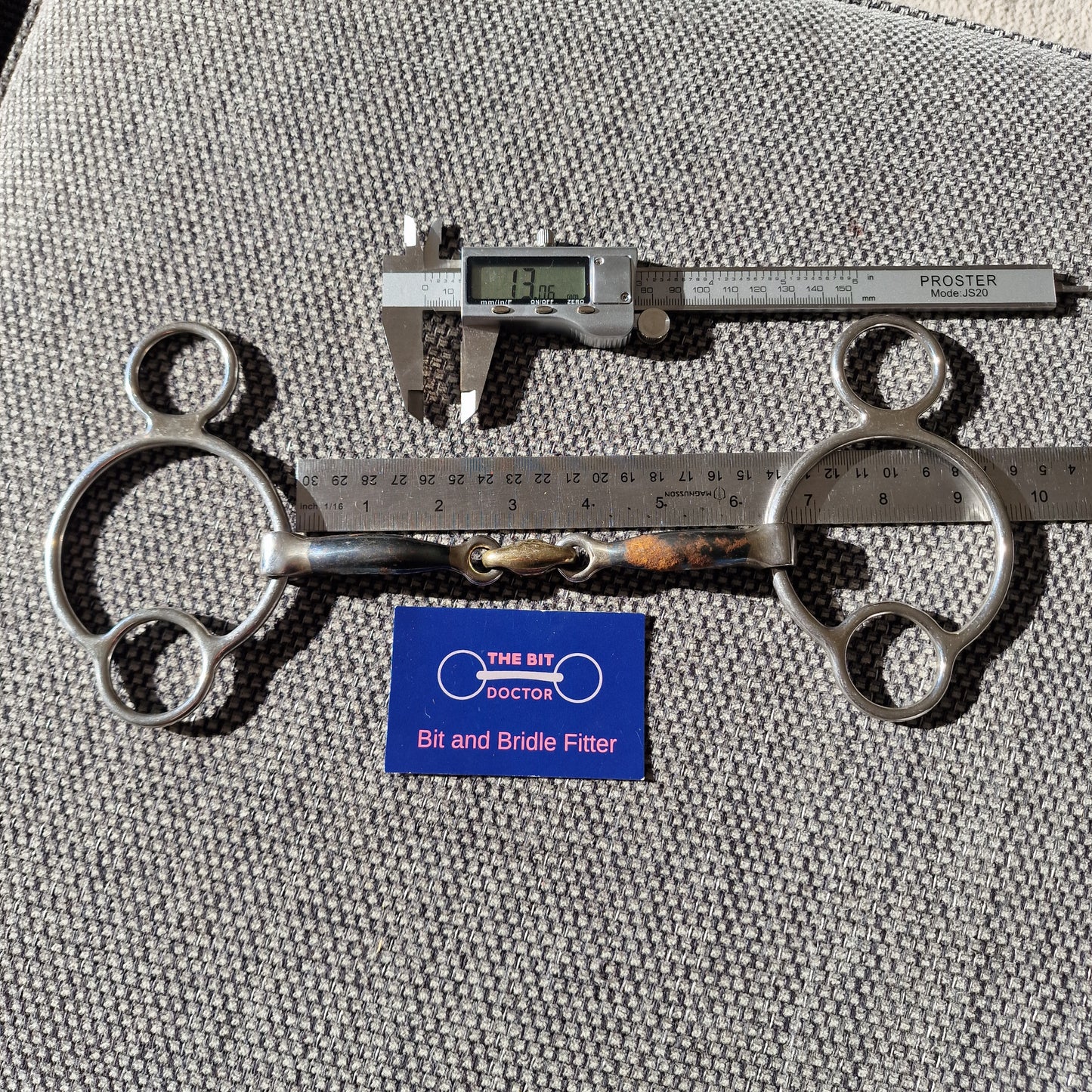 6.25" sweet iron copper lozenge 2.5 ring universal gag Bit B1454