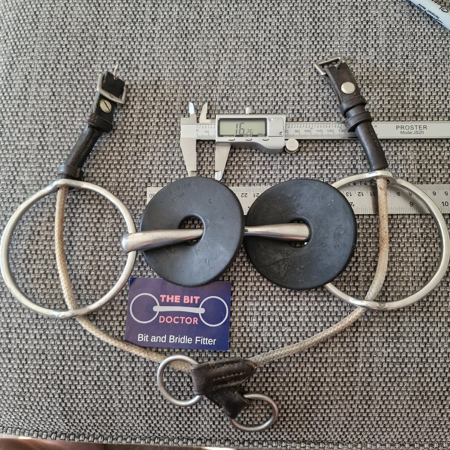 5.75" jointed large ring balding gag bit with rope cheeks B383