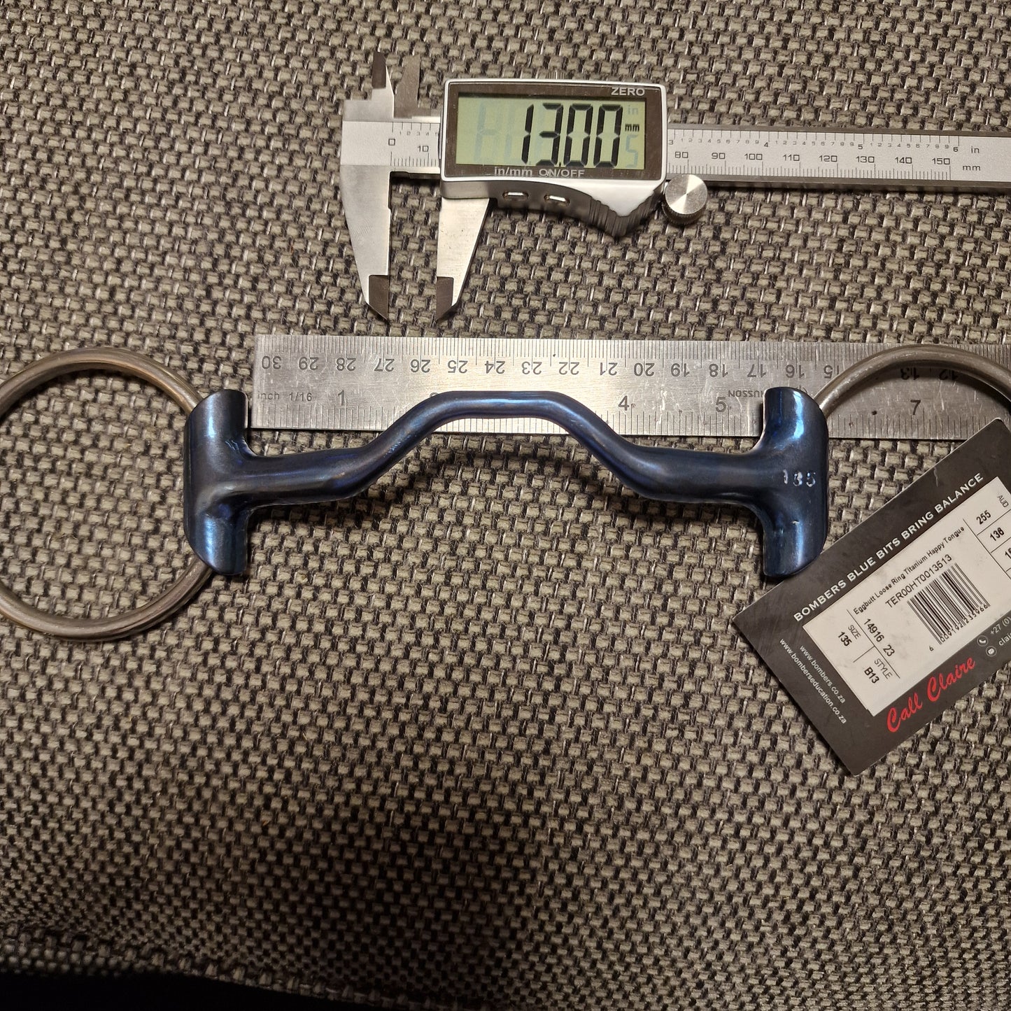 5.25" bombers titanium sleeved happy tongue loose ring snaffle bit B885
