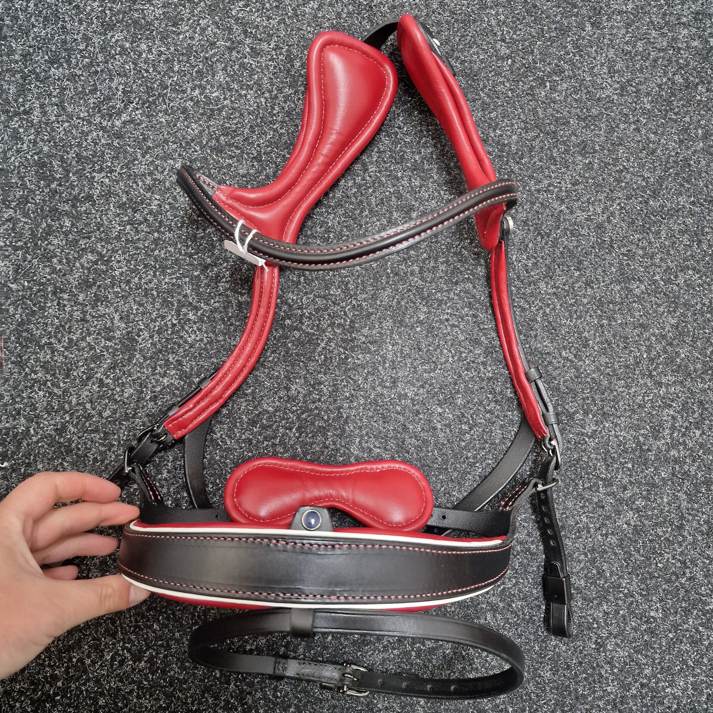 Stubben Freedom II bridle - customised black white red FULL size