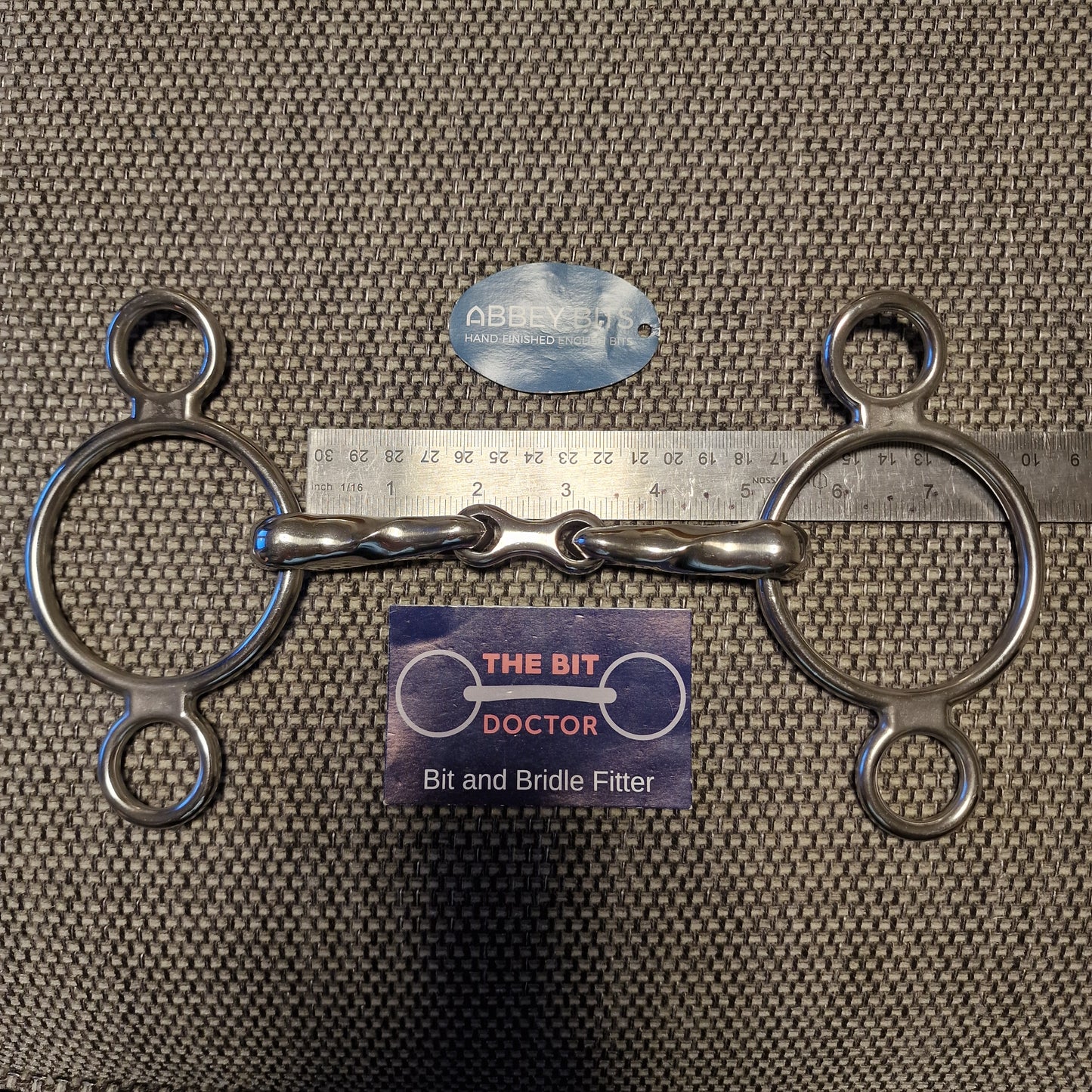 5" new abbey custom twisted french link 2-ring Universal gag bit B1096