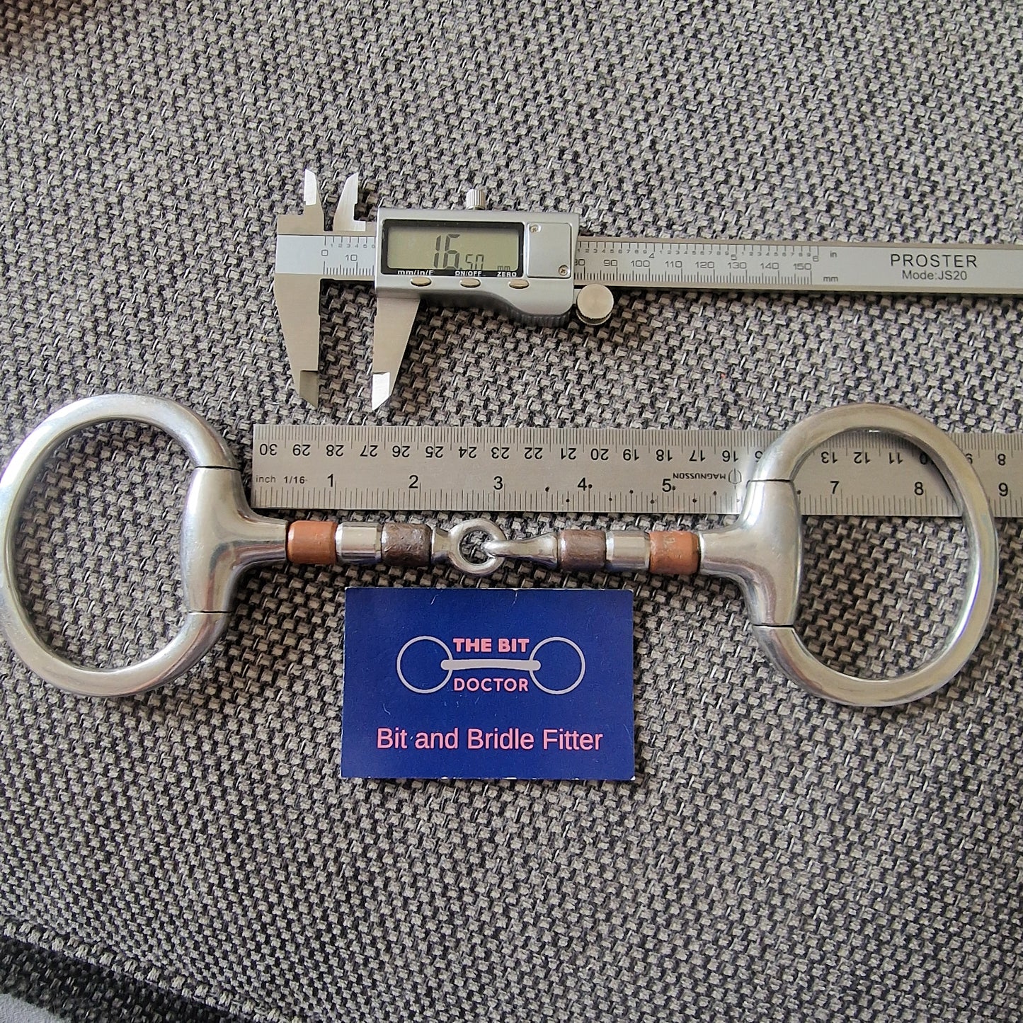 5.75" eggbutt copper roller jointed snaffle bit B198