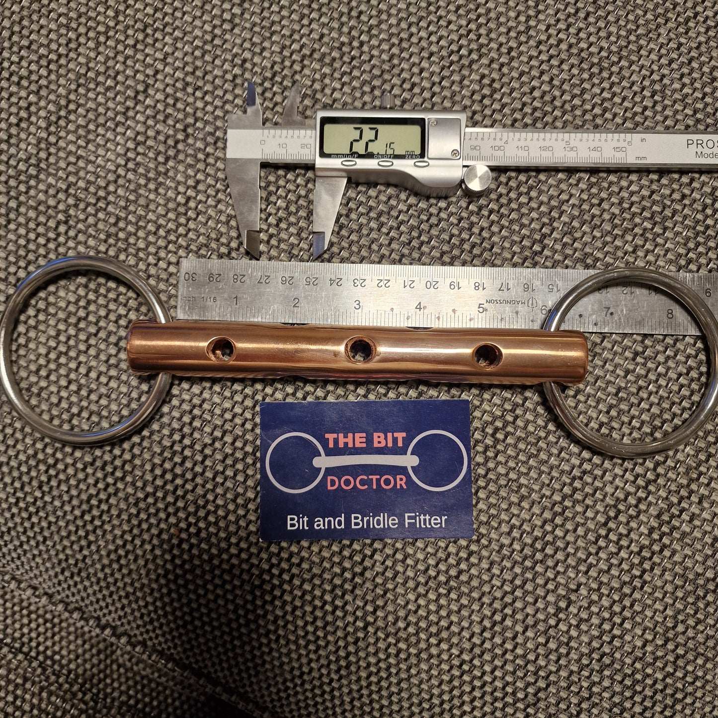 5.75" custom made copper flute windsucker loose ring snaffle bit B662