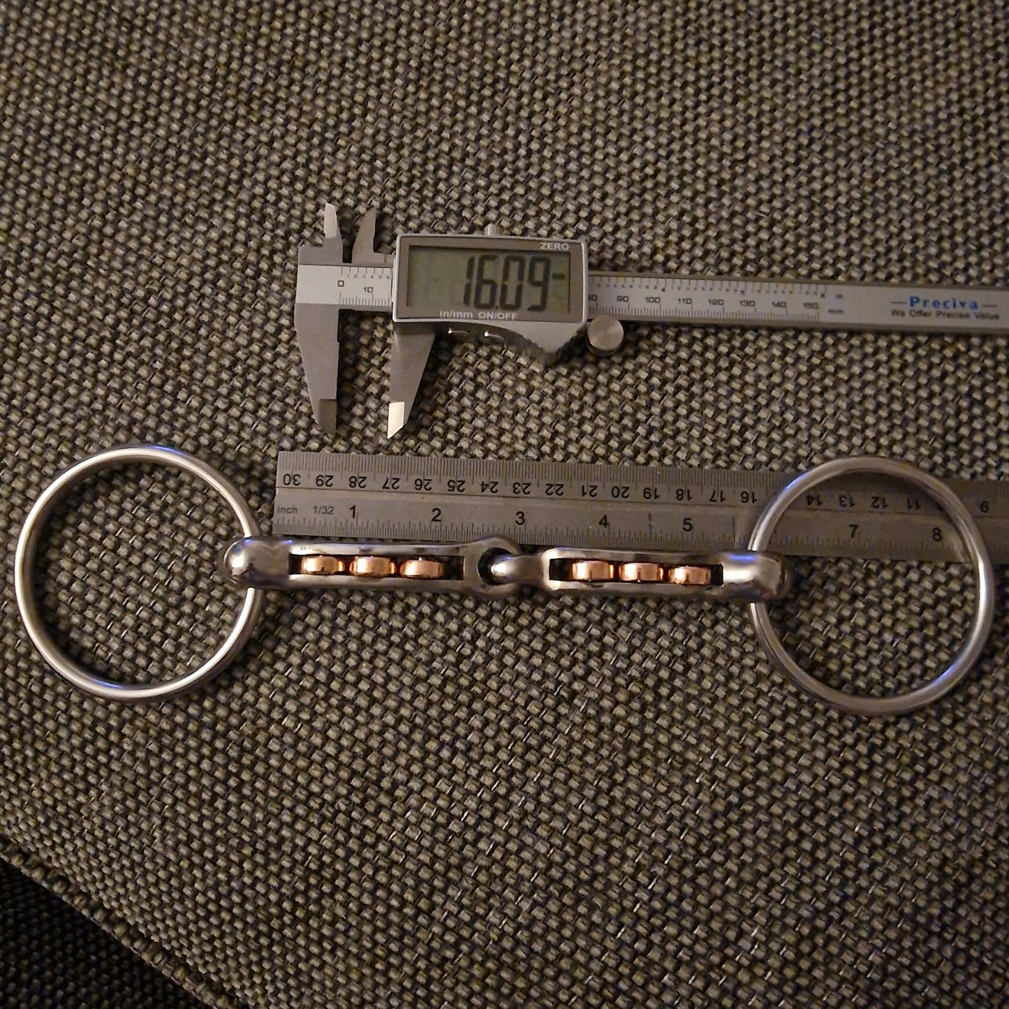 5.5" custom made curved loose ring copper roller magennis snaffle bit B134